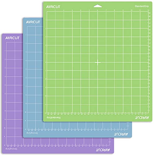 AIRCUT Cutting Mat for Cricut Maker/Explore Air 2/Air/One(12x12 Inch, StandardGrip, LightGrip, StrongGrip) Multiple Adhesive Sticky Quilting Cutting AIRCUT
