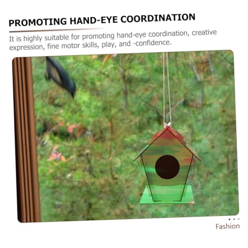 COHEALI 1 Set House Lanyard Kids Craft Wooden Arts Kits Wind Chime Ornament Wind Chime Pendant Unfinished Arts Kits Wind Chime Kit Graffiti COHEALI