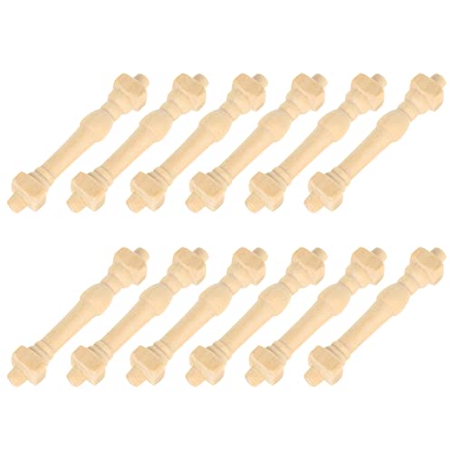 COHEALI 36 pcs Wooden Art Craft Decor Accessory DIY Spindles Unfinished Dollhouse Wood Handrails Layout Models Miniature Furniture for Mini Railing COHEALI