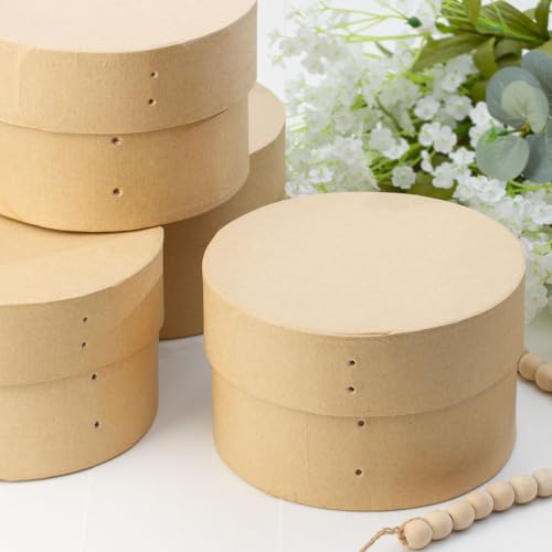 Factory Direct Craft Pack of 4 Paper Mache Round Shaker Style Boxes - Premade Unfinished Papier Mache Cardboard Shaker Boxes Imitate an Old Fashion Factory Direct Craft