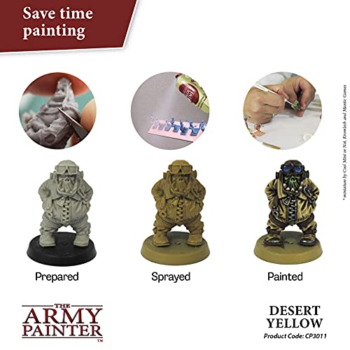 The Army Painter Color Primer Spray Paint, Desert Yellow, 400ml, 13.5oz - Acrylic Spray Undercoat for Miniature Painting - Spray Primer for Plastic The Army Painter