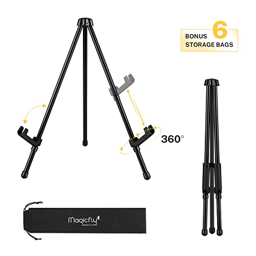 Magicfly 6 Pack Tabletop Easel, Black Steel Table Top Easels for Display, Adjustable & Portable Tripod Easel with 6 Storage Bags, for Signs, Posters, Magicfly