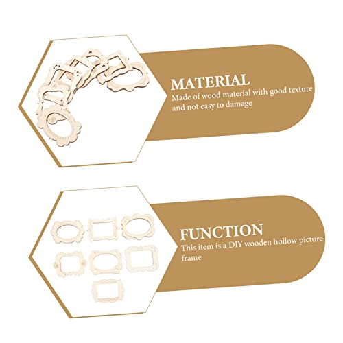 Operitacx 20pcs Small Photo Frame Wooden Shapes to Paint Blank Graffiti Cutouts Unfinished Wood Slices Undyed Photo Frame Pendants Wooden Picture Operitacx