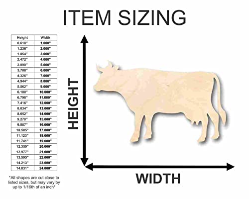 Unfinished Wood Cow Shape - Farm Animal - Craft - up to 24" DIY 4" / 1/2" 24 Hour Crafts