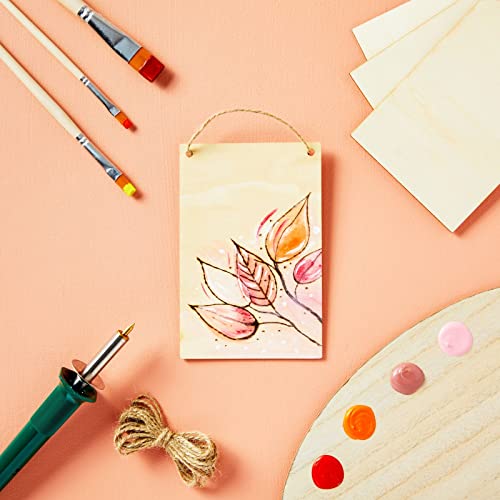 50 Pack Unfinished Wood Plaque Blanks with Jute String for Crafts, DIY Party Banners, Wooden Pennants, Blank Wooden Signs for Crafts, Art Projects Bright Creations