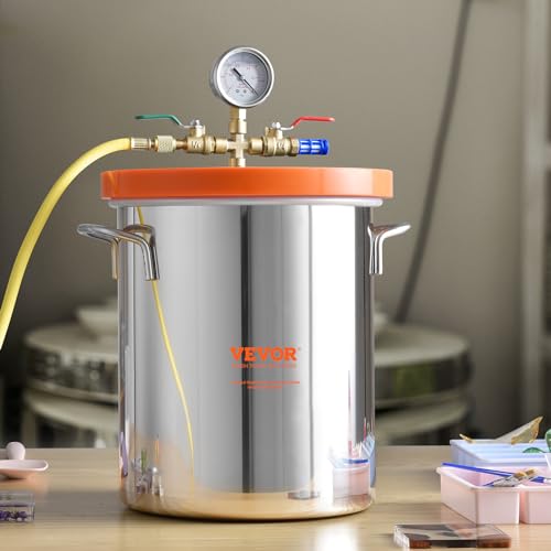 VEVOR 3 Gallon Vacuum Chamber, Upgraded Tempered Glass Lid Vacuum Degassing Chamber, 304 Stainless Steel Chamber, for Stabilizing Wood, Resin VEVOR