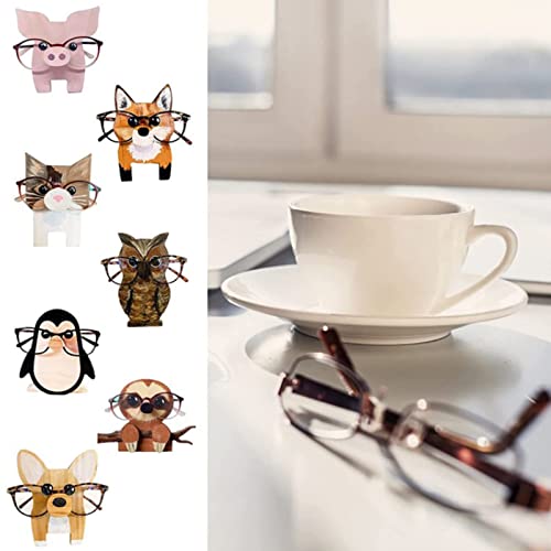 Creative Animal Glasses Holder Handmade Wood Carved Animal Eyeglass Holder Stand Wooden Spectacle Frame Sunglasses Display Stand for Home Table Decor FLAUU