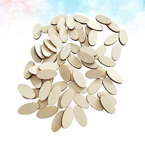 Kisangel 200pcs Unfinished Wood Oval Cutout Natural Rustic Wooden Ellipse Slices Chip Embellishment Gift Tag Board Game Pieces for DIY Arts and Kisangel