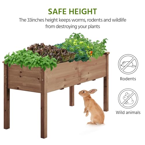 Yaheetech 1pc Raised Garden Bed 48x24x30in Elevated Wooden Horticulture Planter Box with Legs Standing Growing Bed for Yaheetech
