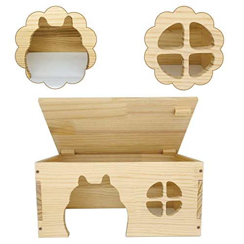 Wooden Guinea Pig Hideout, Chinchilla House, Baby Rabbit House, Dwarf Bunny Hut Hideout Wood, Small Animal Hideout for Rats, Hedgehog CAREUPET
