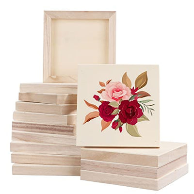 ABuff 15 Pack Wood Panels 6x6 Wood Panel Boards Unfinished Wood Canvas Boards for Painting, Square Wooden Panels for Painting Crafts, Pouring, Arts