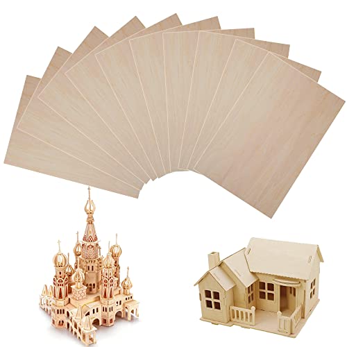 20 Pieces Basswood Sheet, 1/16 x 12 x 8 Inch Thin Plywood Wood Sheets for Crafts TDOCK