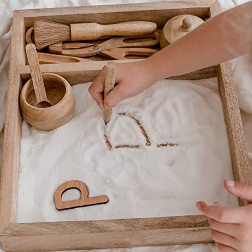 KOOKAROO Sensory Play Bin - 9 Montessori Sensory Bin Tools + 1 Sensory Box - Sensory Table Toys - Waldorf Toys - Sand Tray - Wooden Scoops for KOOKAROO
