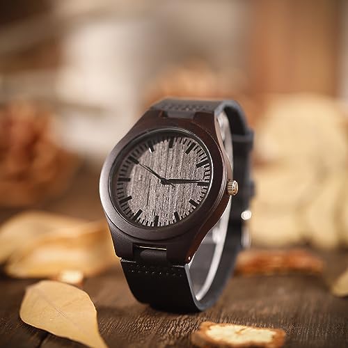 UFOORO Fathers Day Engraved Wooden Watches for Men,Gifts for Husband at Wedding Anniversary, Natural Wood Custom Watch for Him Birthday UFOORO