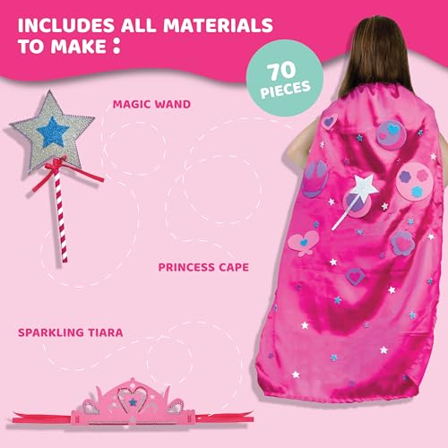 jackinthebox Princess Themed Arts and Crafts for Girls | Make a Cape, Tiara and Wand | Best Gift for Girls Ages 5 6 7 8 Years | 3 Craft Projects in 1 jackinthebox