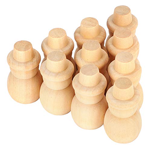 30Pcs Unfinished Wood Peg Dolls, Snowman Wooden Tiny Doll Wood Snowman Figures Wooden Peg People for Craft Art Projects and Decoration HERCHR