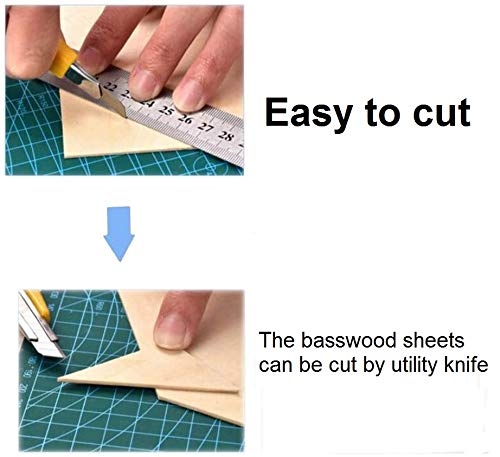 Basswood Sheets Unfinished Plywood for Crafts - 5 PCS 1/16 x 8 x 12Inch Thin Wood Sheet for Craft DIY DAMI