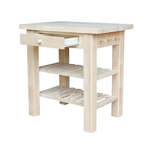 IC International Concepts Kitchen Island, 36 in W x 24 in D x 36 in H, Unfinished IC International Concepts