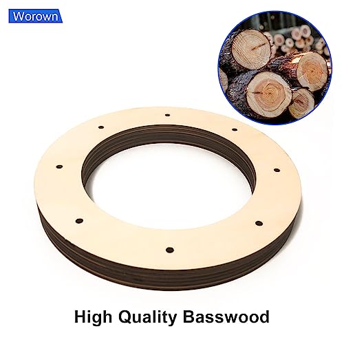 Worown 6 Pack Wooden Wreath Form, 8 inches (Outer Diameter) Wooden Wreath Frame, 5mm Thickness Wood Wreath Ring for Creating Beautiful Floral Worown