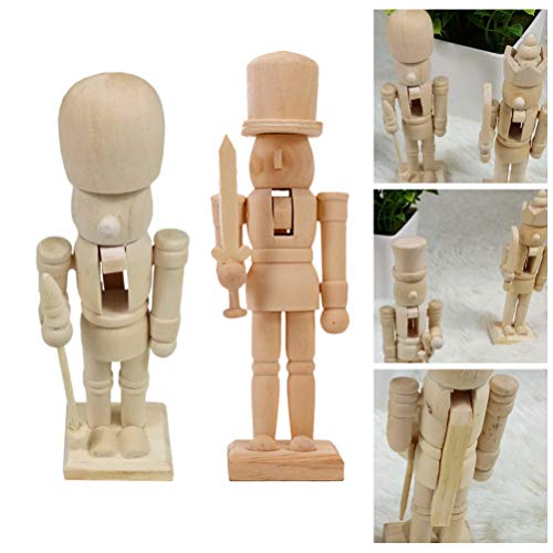 BESPORTBLE Unfinished Nutcracker: 3Pcs Christmas Wooden Nutcracker Soldier 4.7 Inch Christmas DIY Nutcracker Figures (Random Pattern) BESPORTBLE