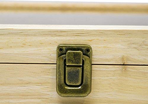 Novel Box Glass Top Natural Wood Metal Clasp Jewelry Display Case 14.75X8.25X2.1 + Custom NB Pouch Novel Box