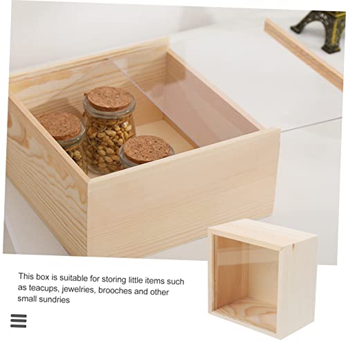 VILLCASE Box Storage Wooden Box Wooden Case with Lid Unfinished Wood Earring Storage Case Wood Storage Case Sundries Storage Case Hand Decor Jewelry VILLCASE