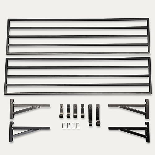 StoreYourBoard 2 Pack Heavy Duty Garage Wall Shelves, 1' x 4' Wall Mount Storage Shelf with Hooks, Holds 200 lbs Each StoreYourBoard