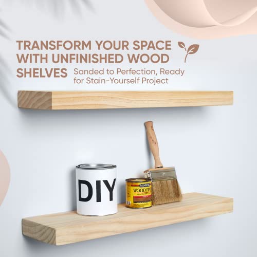 Homeforia Rustic Farmhouse Floating Shelves, Bathroom Wooden Shelves for Wall Mounted, Thick Industrial Kitchen Wood Shelf - 24 x 6.5 x 1.75 inch - Homeforia