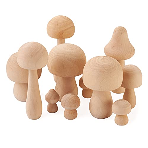 Craftdady 23pcs Unfinished Wooden Mushrooms Unpainted Natural Wood Mushroom Peg Dolls Ornaments for Painting DIY Art Crafts Home Decoration, 7 Sizes Craftdady