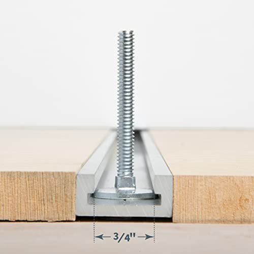 POWERTEC 71614 Miter T Locking Bolts, Improved Flange Bolt & T-Bolt Accessory for 3/4" x 3/8" Miter Gauge Slots on Table Saws, Router Table & Unisaw POWERTEC