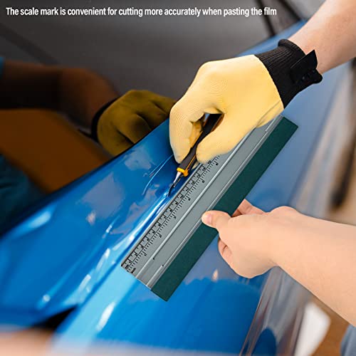 FOSHIO 12 Inch Felt Squeegee for Vinyl wtih Ruler 30CM 4 Round Corners Universal Card, Window Tint Film Installing Hard Silver PP Car Vinyl Wrap FOSHIO