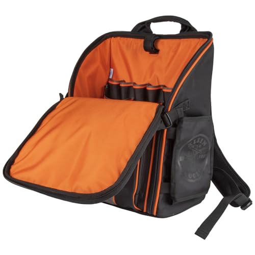 Klein Tools 55482 Tool Bag Backpack, Heavy Duty Tradesman Pro Tool Organizer with 21 Pockets and Large Interior, Water Resistant Klein Tools
