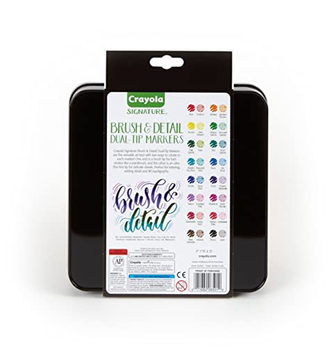 Crayola Brush & Detail Dual Tip Marker Set (32ct), Adult Coloring Markers, Gifts for Teens & Adults Crayola