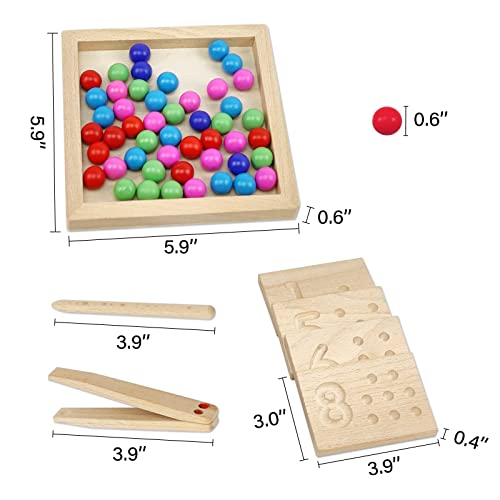 Wooden Number Tracing Board Set, Toddler Montessori Math Beads Counting Toy, Preschool Learning and Educational Math Game for Kids BBtinker