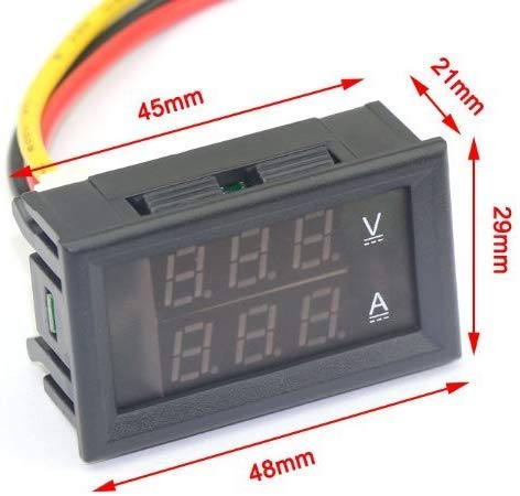 HiLetgo 2pcs 0.28" Digital Voltmeter Ammeter DC 100V 10A Amp Voltage Current Meter Tester 0.28 Inch 3 Bits Blue + Red Dual LED Display Panel with HiLetgo
