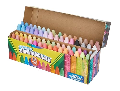 Crayola Ultimate Washable Chalk Collection (64ct), Bulk Sidewalk Chalk, Outdoor Chalk for Kids, Anti-Roll Sticks, Nontoxic, 4+ Crayola