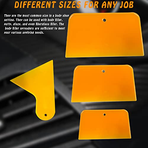 4 Pack Body Filler Spreaders, 3, 4, 5, 6 Inch Reusable Automotive Body Fillers Hard Plastic Auto Spreaders for Applying Fillers, Putties, Glazes, AYWFEY