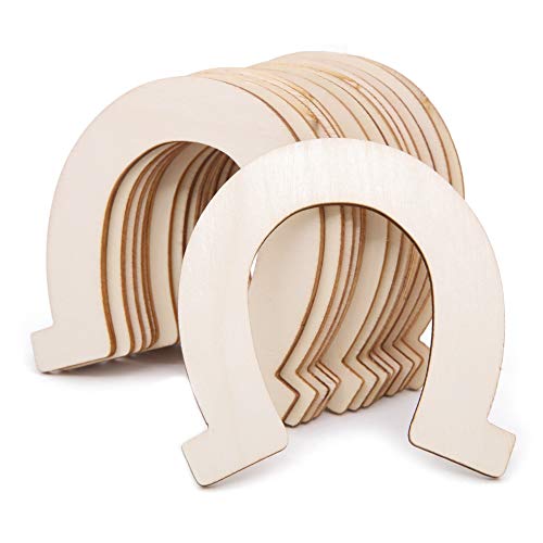 48 Pcs Horseshoe Unfinished Wood Cutouts Wooden Horseshoe for DIY Craft, Party,Wedding and Birthday Apol