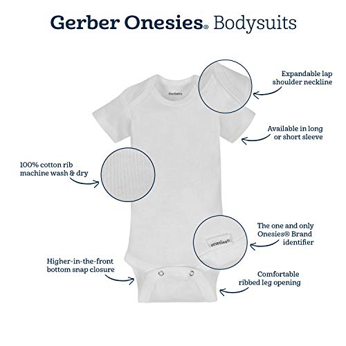 Gerber Baby 15 Piece Onesies Bodysuit Multi Size Pack, White, (0-3M, 3-6M, 6-9M) Gerber