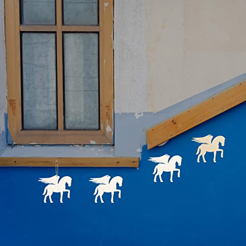 Horse Wooden Blank Pegasus Wood with Twines Art Unfinished Ornaments for Christmas Wedding Birthday Party Thanksgiving Day Decoration 20Pcs. Zontween