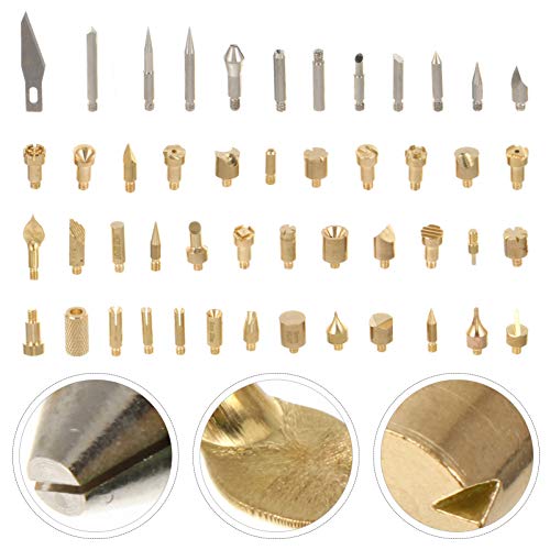 MILISTEN Woodburning Tool 1 Set Wood Burning Kit, 53 Pcs Soldering Iron Tips and Burning Stippling Tips Replacement with Box for Milisten