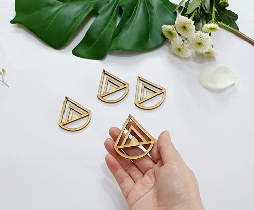 Set of 30 Chevron Earring Hoops Wood Blank,Rounded Chevron Triangle Earring Findings,Wood Findings for Earring Making Macrame (1.5'') MEYA