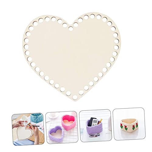 EXCEART 12 PCS Love Wood Chips Wood Crochet Basket Base DIY Wood Knitting Base Wooden Crochet Hooks Wood Purse Crocheting Supplies Bag Bottom Crochet EXCEART