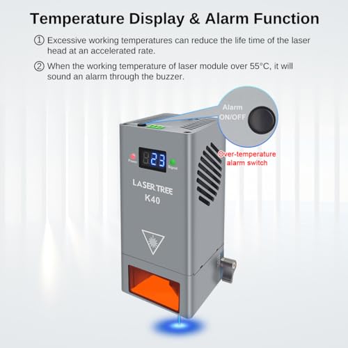 LASER TREE 40W+ Laser Module K40, 40W Optical Output Laser Module Designed for Powerful Cutting, Higher Accuracy Laser Module with Air Assisst, Laser LASER TREE
