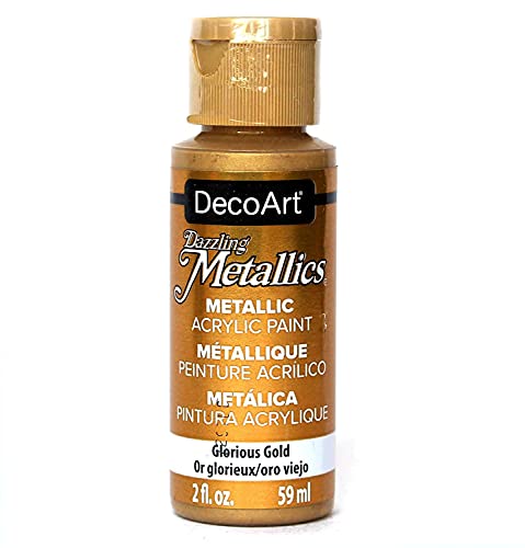 DecoArt Dazzling Metallics - 2 Ounce 4 Pack Glorious Gold Acrylic Paint Set Gold Metallic Acrylic Paint Art Supplies- Art Projects, Home Decor- DecoArt