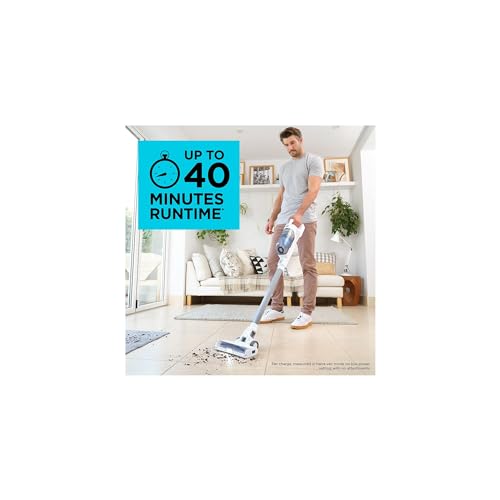 BLACK+DECKER POWERSERIES+ 16V MAX Cordless Stick Vacuum with LED Floor Lights, Lightweight, Multi-Surface, White (BHFEA420J) BLACK+DECKER