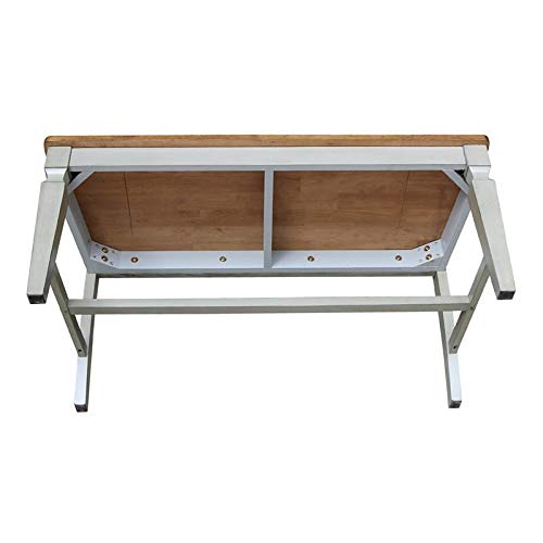 IC International Concepts Vista Slatback Bench, 42.1 in W x 22.6 in L x 39.4 in H, Distressed Hickory/Stone IC International Concepts
