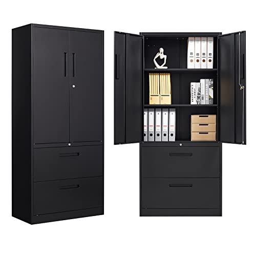 AFAIF Metal File Cabinets, Lateral Filing Cabinet with 2 Drawers,70" H File Cabinet for Home Office, Office Storage Cabinet with Adjustable Storage AFAIF