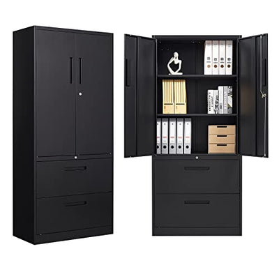 AFAIF Metal File Cabinets, Lateral Filing Cabinet with 2 Drawers,70" H File Cabinet for Home Office, Office Storage Cabinet with Adjustable Storage