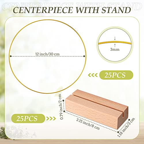 25 Set 12 Inch Metal Floral Hoop Wreath Macrame Large Hoop Centerpiece with Stand Craft Hoop Rings Round Dream Catcher Rings for DIY Wedding Wreath Zhengmy